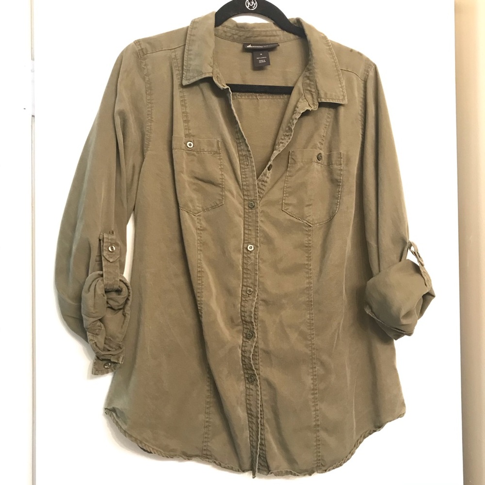 Lane Bryant Olive Button Down Cargo Top size 16